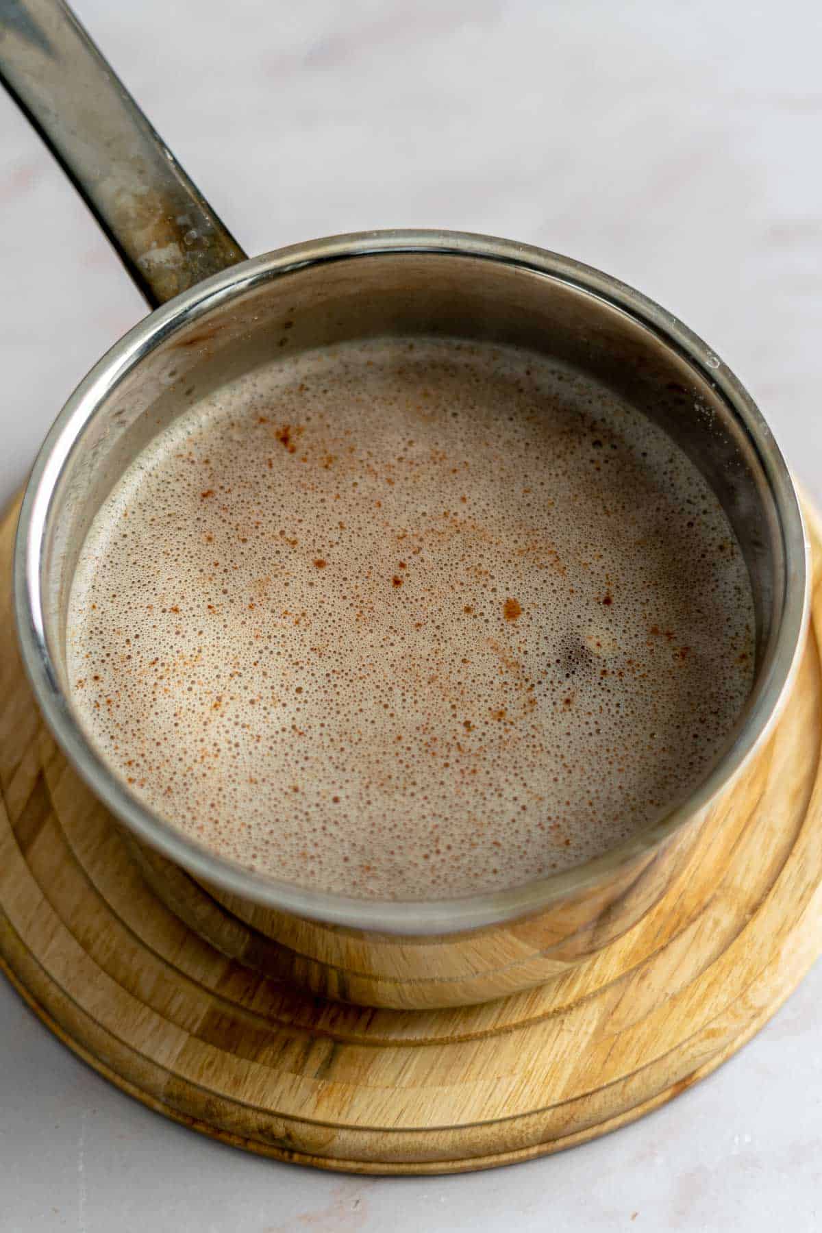 oats and spices in boiling water before cooking.